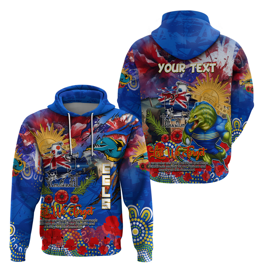 Personalised Australia Rugby Eels ANZAC Zip Hoodie Parramatta Scratch Style
