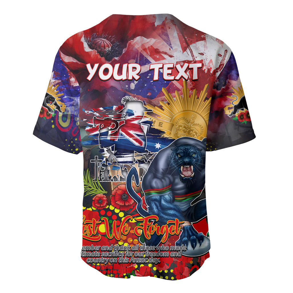Personalised Australia Rugby Panthers ANZAC Baseball Jersey Penrith Scratch Style