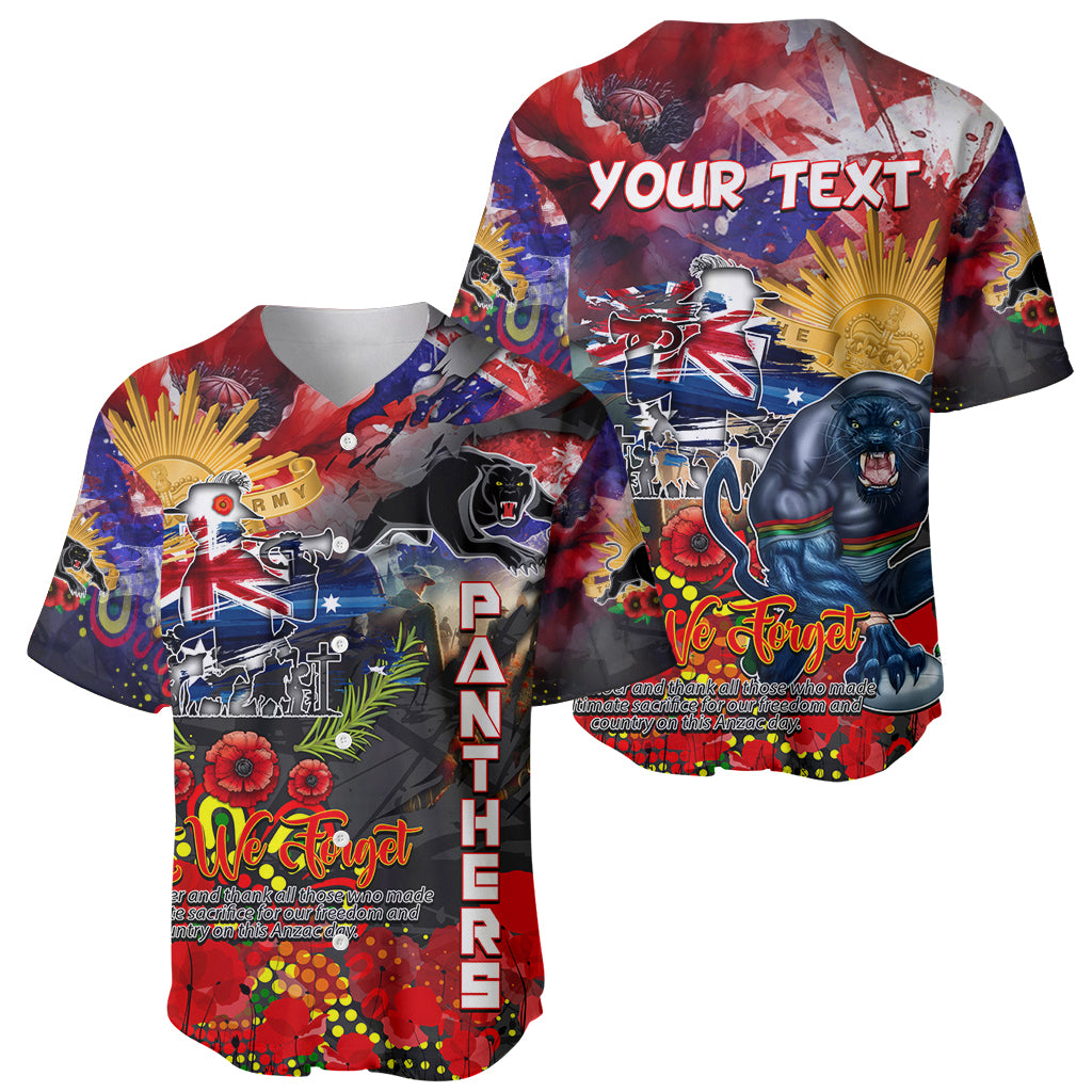 Personalised Australia Rugby Panthers ANZAC Baseball Jersey Penrith Scratch Style