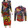 Personalised Australia Rugby Panthers ANZAC Couples Matching Long Sleeve Bodycon Dress and Long Sleeve Button Shirt Penrith Scratch Style