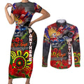 Personalised Australia Rugby Panthers ANZAC Couples Matching Short Sleeve Bodycon Dress and Long Sleeve Button Shirt Penrith Scratch Style