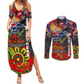 Personalised Australia Rugby Panthers ANZAC Couples Matching Summer Maxi Dress and Long Sleeve Button Shirt Penrith Scratch Style