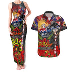 Personalised Australia Rugby Panthers ANZAC Couples Matching Tank Maxi Dress and Hawaiian Shirt Penrith Scratch Style