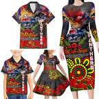 Personalised Australia Rugby Panthers ANZAC Family Matching Long Sleeve Bodycon Dress and Hawaiian Shirt Penrith Scratch Style