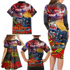 Personalised Australia Rugby Panthers ANZAC Family Matching Long Sleeve Bodycon Dress and Hawaiian Shirt Penrith Scratch Style