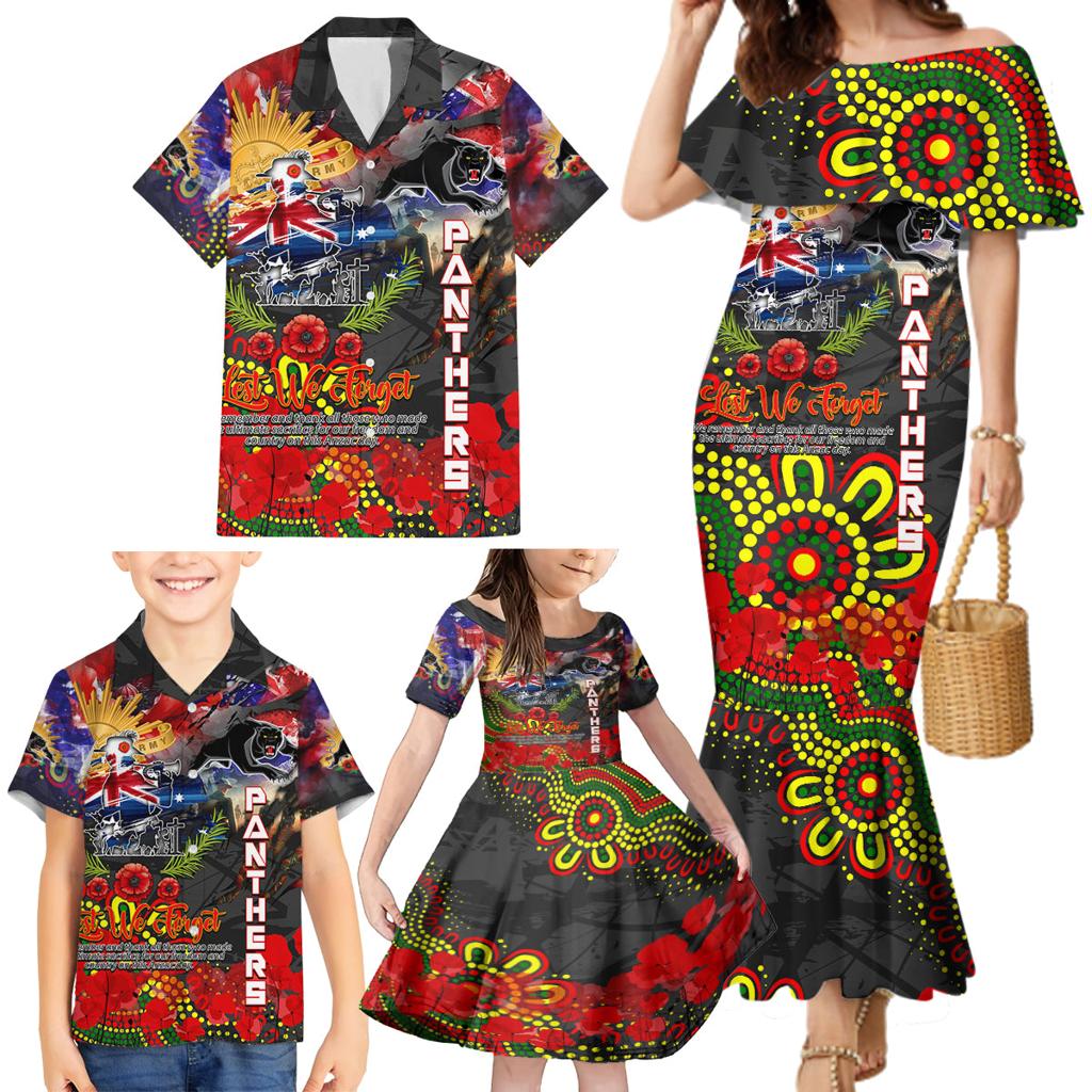Personalised Australia Rugby Panthers ANZAC Family Matching Mermaid Dress and Hawaiian Shirt Penrith Scratch Style