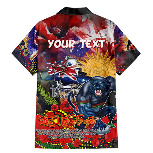 Personalised Australia Rugby Panthers ANZAC Family Matching Mermaid Dress and Hawaiian Shirt Penrith Scratch Style