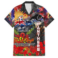 Personalised Australia Rugby Panthers ANZAC Family Matching Off The Shoulder Long Sleeve Dress and Hawaiian Shirt Penrith Scratch Style