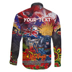 Personalised Australia Rugby Panthers ANZAC Family Matching Off The Shoulder Long Sleeve Dress and Hawaiian Shirt Penrith Scratch Style