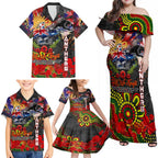 Personalised Australia Rugby Panthers ANZAC Family Matching Off Shoulder Maxi Dress and Hawaiian Shirt Penrith Scratch Style