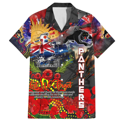 Personalised Australia Rugby Panthers ANZAC Family Matching Off Shoulder Maxi Dress and Hawaiian Shirt Penrith Scratch Style