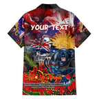Personalised Australia Rugby Panthers ANZAC Family Matching Off Shoulder Maxi Dress and Hawaiian Shirt Penrith Scratch Style
