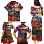 Personalised Australia Rugby Panthers ANZAC Family Matching Puletasi and Hawaiian Shirt Penrith Scratch Style