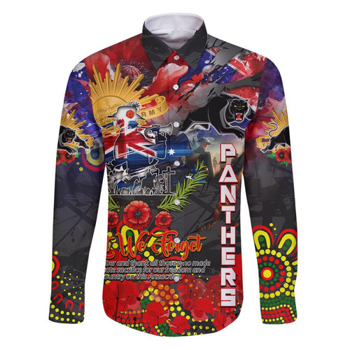 Personalised Australia Rugby Panthers ANZAC Family Matching Puletasi and Hawaiian Shirt Penrith Scratch Style