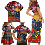 Personalised Australia Rugby Panthers ANZAC Family Matching Short Sleeve Bodycon Dress and Hawaiian Shirt Penrith Scratch Style