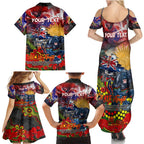 Personalised Australia Rugby Panthers ANZAC Family Matching Summer Maxi Dress and Hawaiian Shirt Penrith Scratch Style