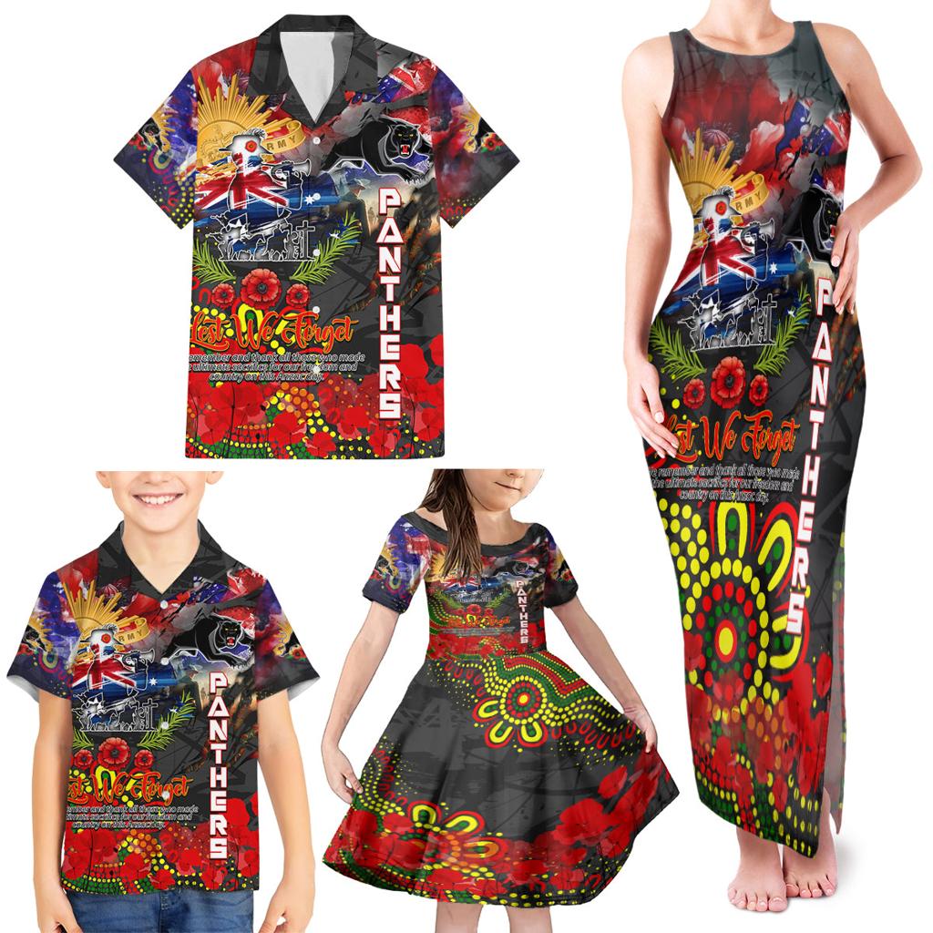 Personalised Australia Rugby Panthers ANZAC Family Matching Tank Maxi Dress and Hawaiian Shirt Penrith Scratch Style