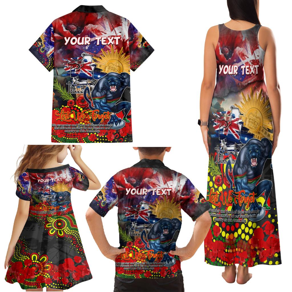 Personalised Australia Rugby Panthers ANZAC Family Matching Tank Maxi Dress and Hawaiian Shirt Penrith Scratch Style