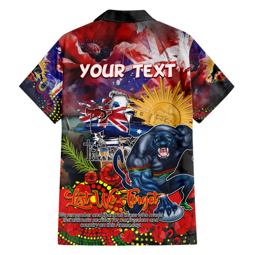 Personalised Australia Rugby Panthers ANZAC Hawaiian Shirt Penrith Scratch Style