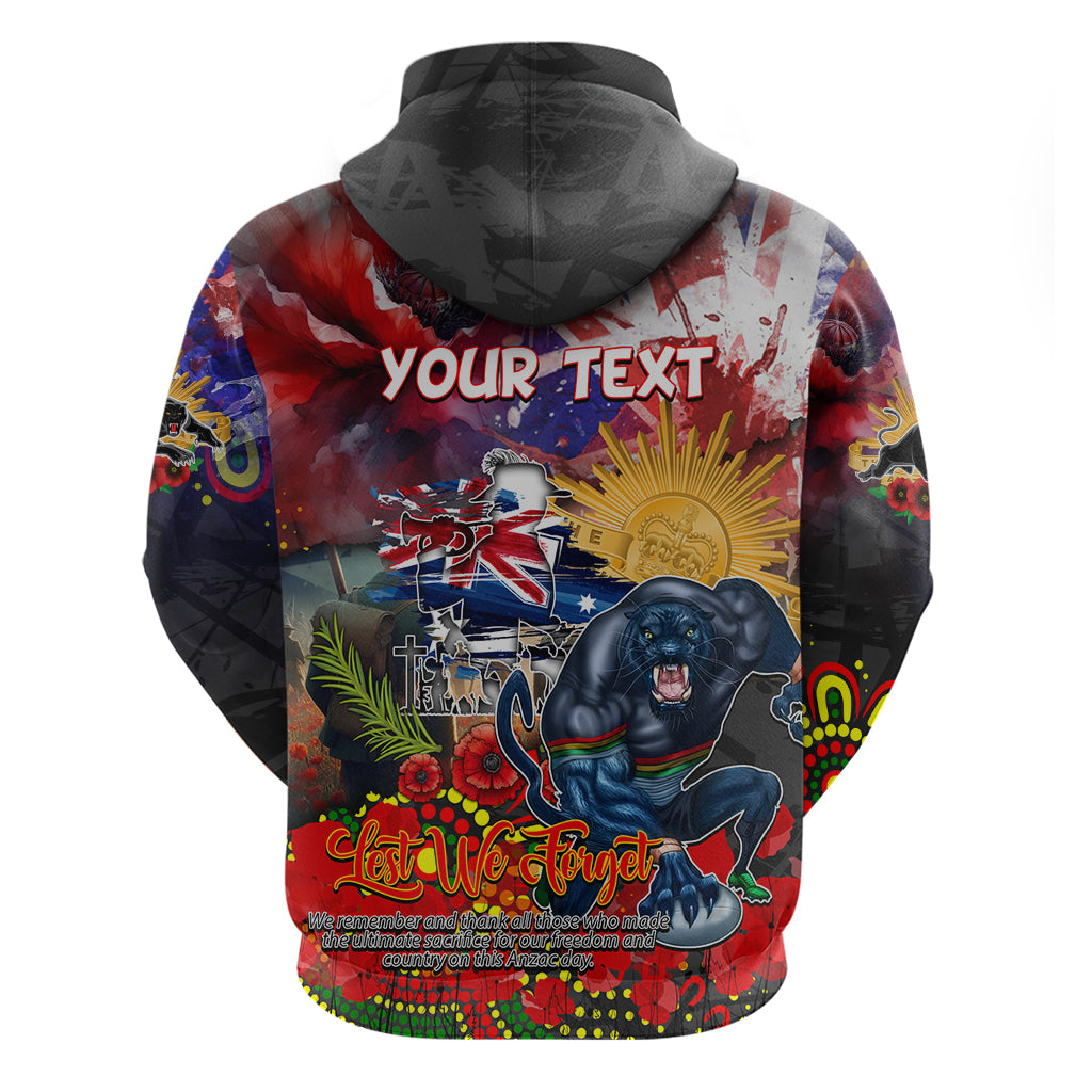 Personalised Australia Rugby Panthers ANZAC Hoodie Penrith Scratch Style