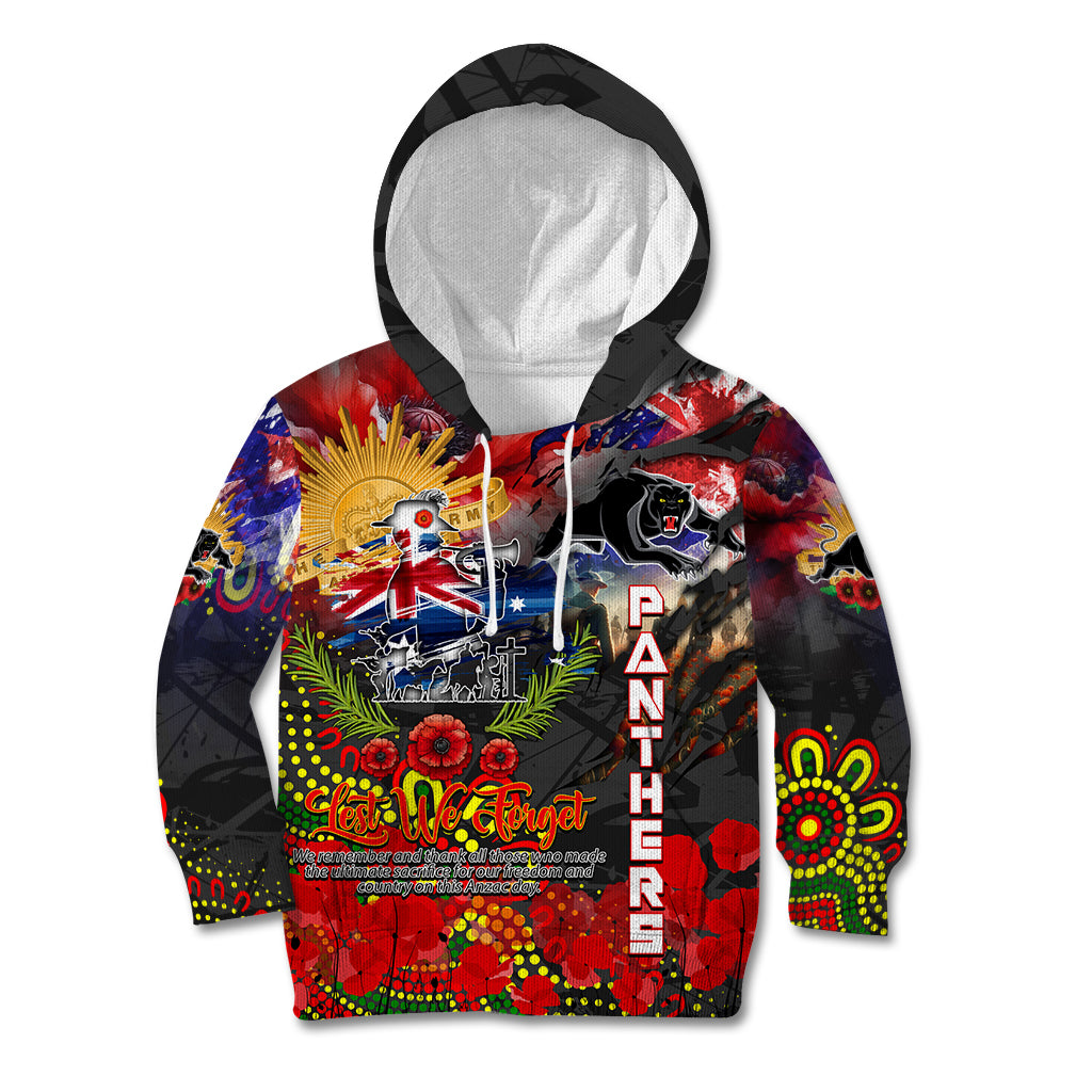 Personalised Australia Rugby Panthers ANZAC Kid Hoodie Penrith Scratch Style
