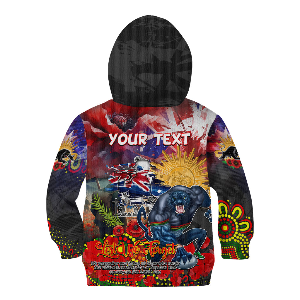 Personalised Australia Rugby Panthers ANZAC Kid Hoodie Penrith Scratch Style