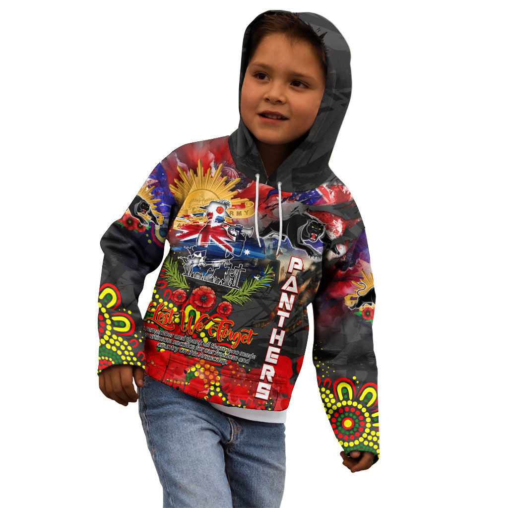 Personalised Australia Rugby Panthers ANZAC Kid Hoodie Penrith Scratch Style