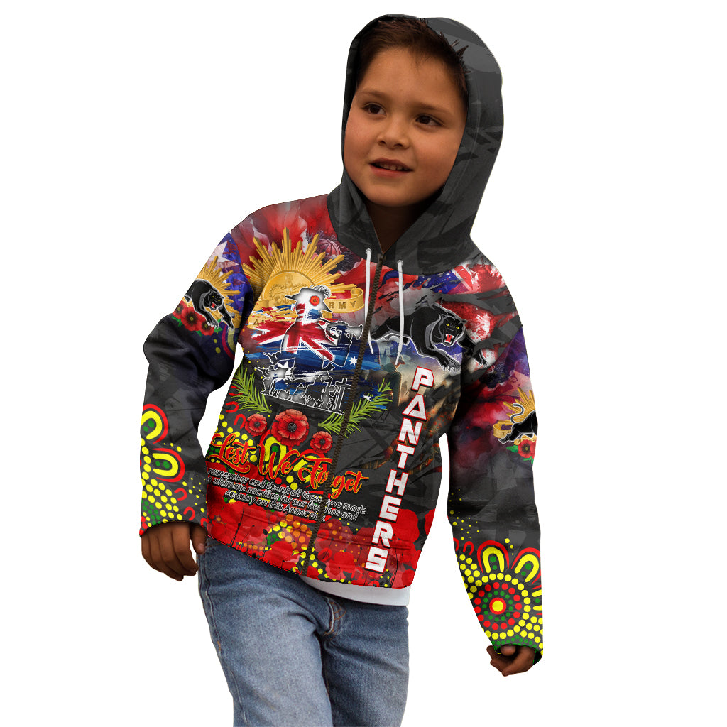 Personalised Australia Rugby Panthers ANZAC Kid Hoodie Penrith Scratch Style
