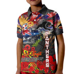 Personalised Australia Rugby Panthers ANZAC Kid Polo Shirt Penrith Scratch Style