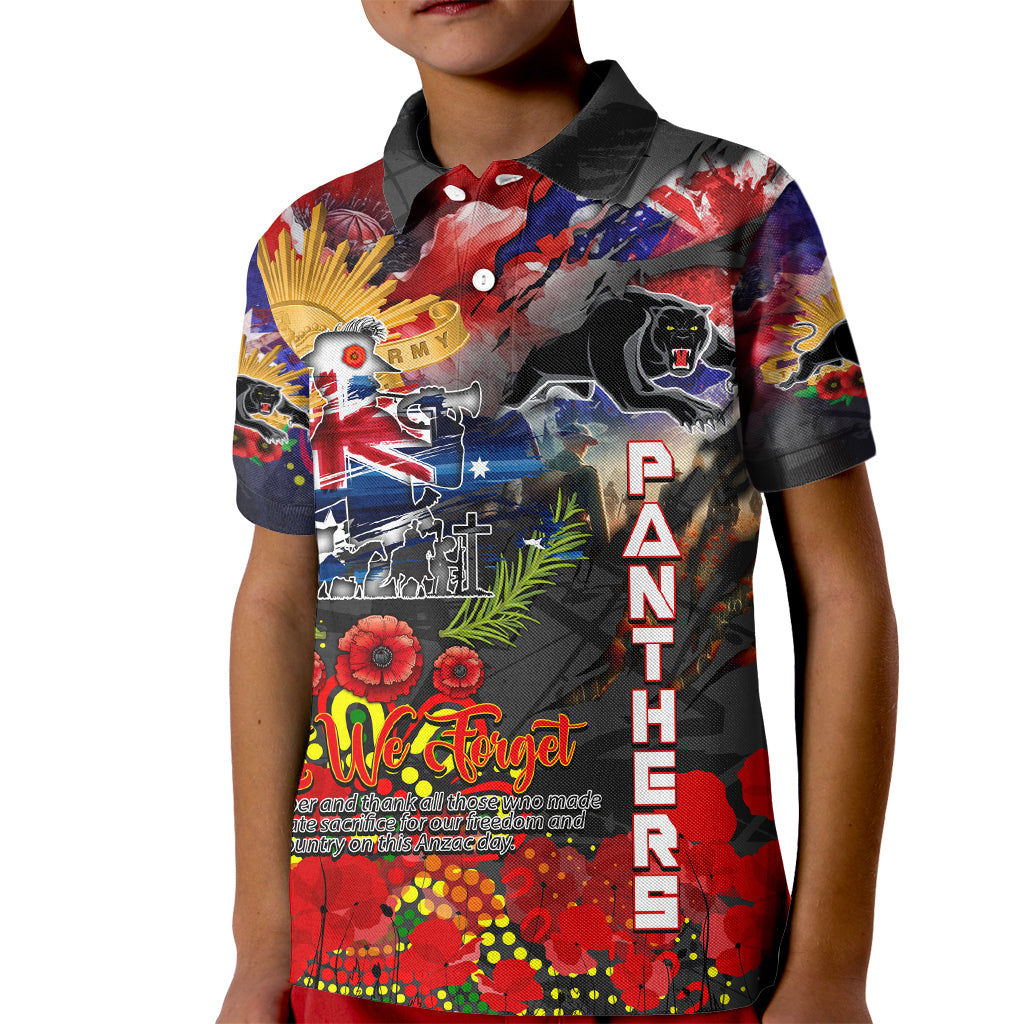Personalised Australia Rugby Panthers ANZAC Kid Polo Shirt Penrith Scratch Style