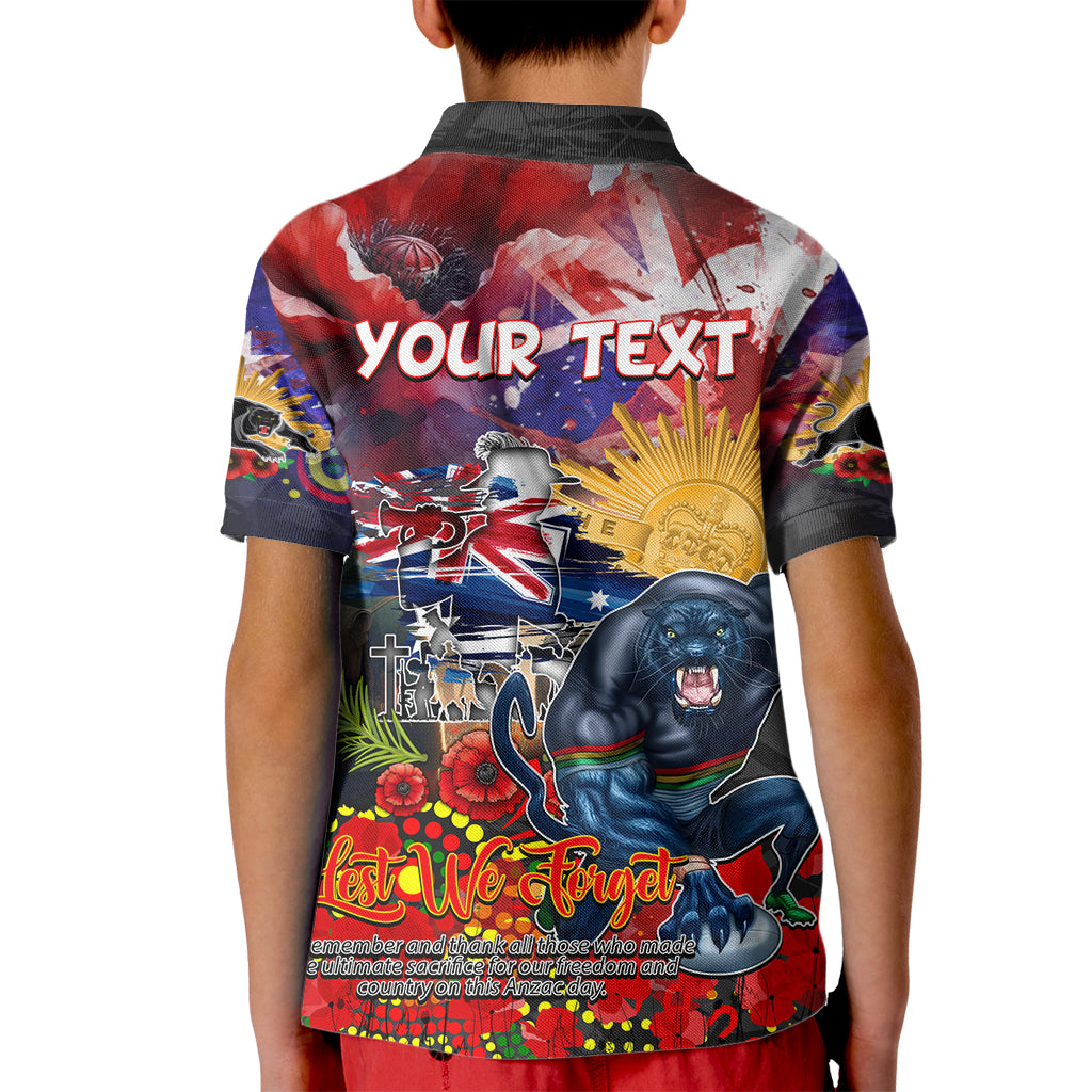 Personalised Australia Rugby Panthers ANZAC Kid Polo Shirt Penrith Scratch Style