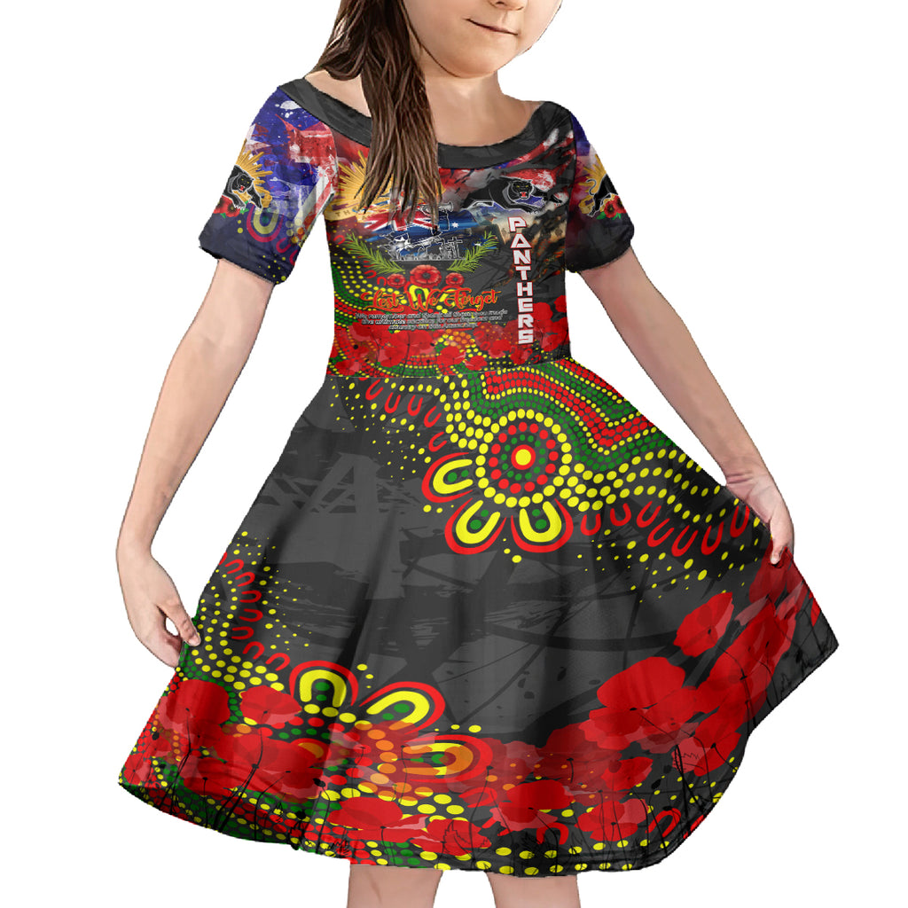 Personalised Australia Rugby Panthers ANZAC Kid Short Sleeve Dress Penrith Scratch Style