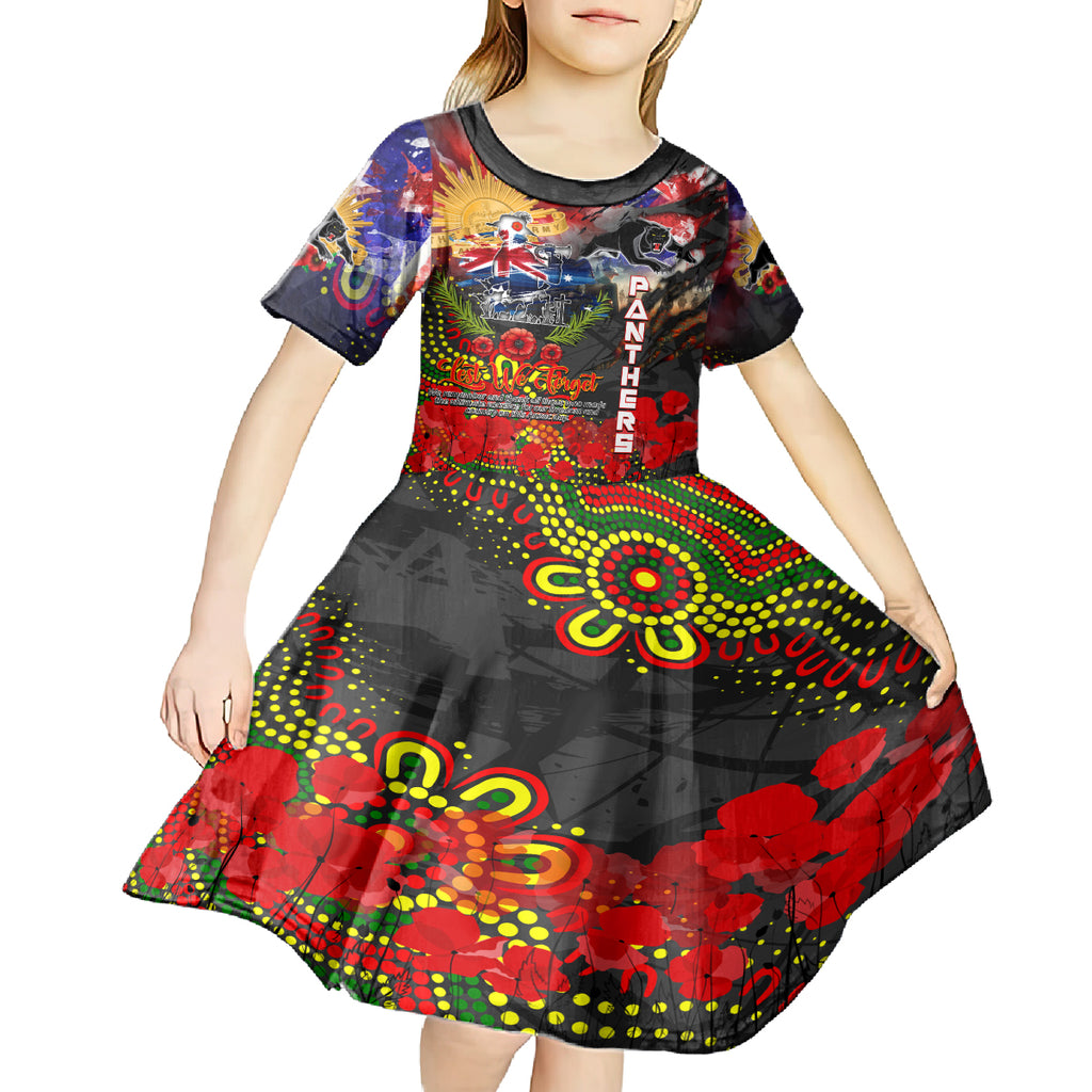 Personalised Australia Rugby Panthers ANZAC Kid Short Sleeve Dress Penrith Scratch Style