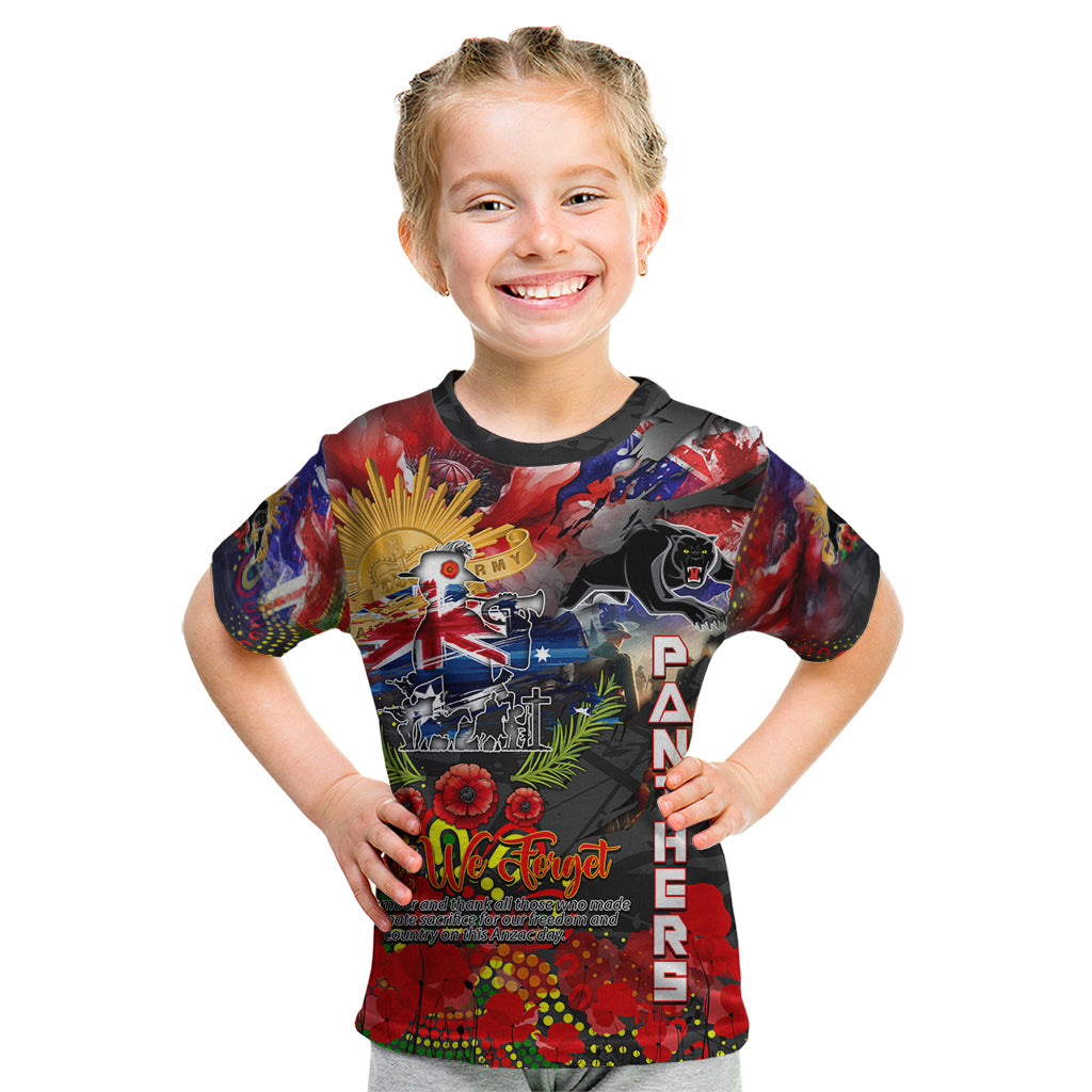 Personalised Australia Rugby Panthers ANZAC Kid T Shirt Penrith Scratch Style