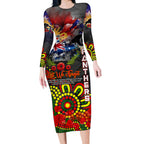 Personalised Australia Rugby Panthers ANZAC Long Sleeve Bodycon Dress Penrith Scratch Style