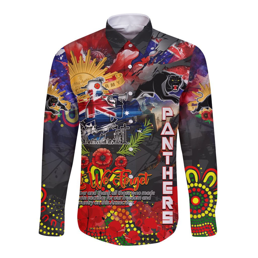 Personalised Australia Rugby Panthers ANZAC Long Sleeve Button Shirt Penrith Scratch Style