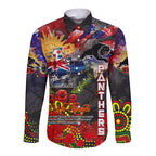 Personalised Australia Rugby Panthers ANZAC Long Sleeve Button Shirt Penrith Scratch Style