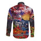 Personalised Australia Rugby Panthers ANZAC Long Sleeve Button Shirt Penrith Scratch Style