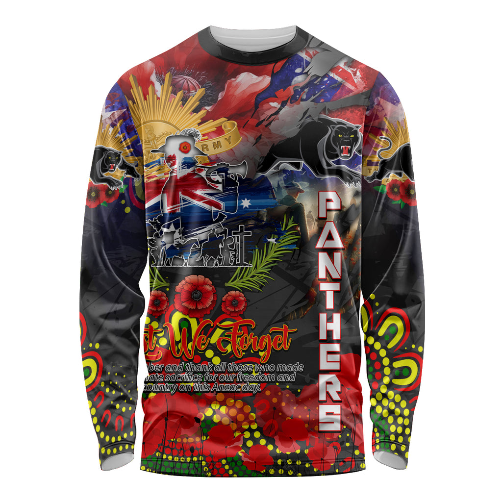 Personalised Australia Rugby Panthers ANZAC Long Sleeve Shirt Penrith Scratch Style