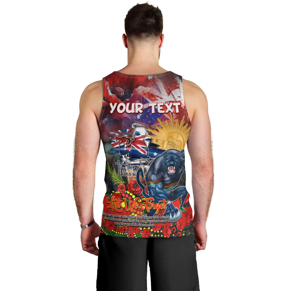 Personalised Australia Rugby Panthers ANZAC Men Tank Top Penrith Scratch Style