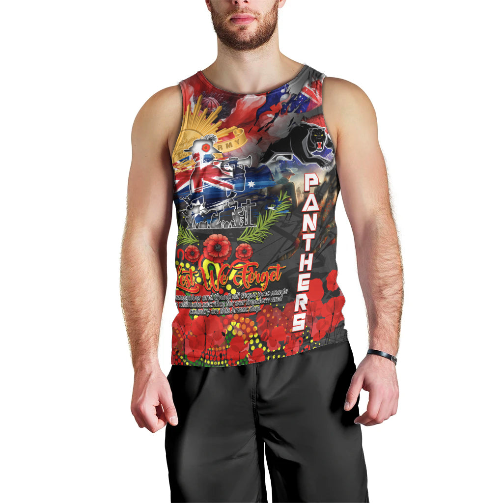 Personalised Australia Rugby Panthers ANZAC Men Tank Top Penrith Scratch Style
