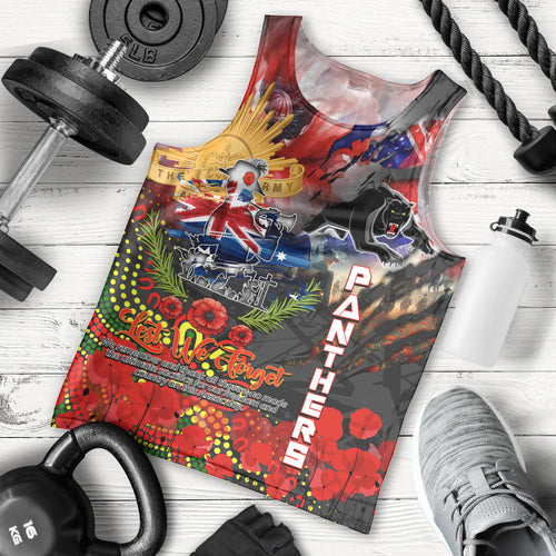 Personalised Australia Rugby Panthers ANZAC Men Tank Top Penrith Scratch Style