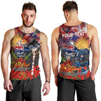 Personalised Australia Rugby Panthers ANZAC Men Tank Top Penrith Scratch Style