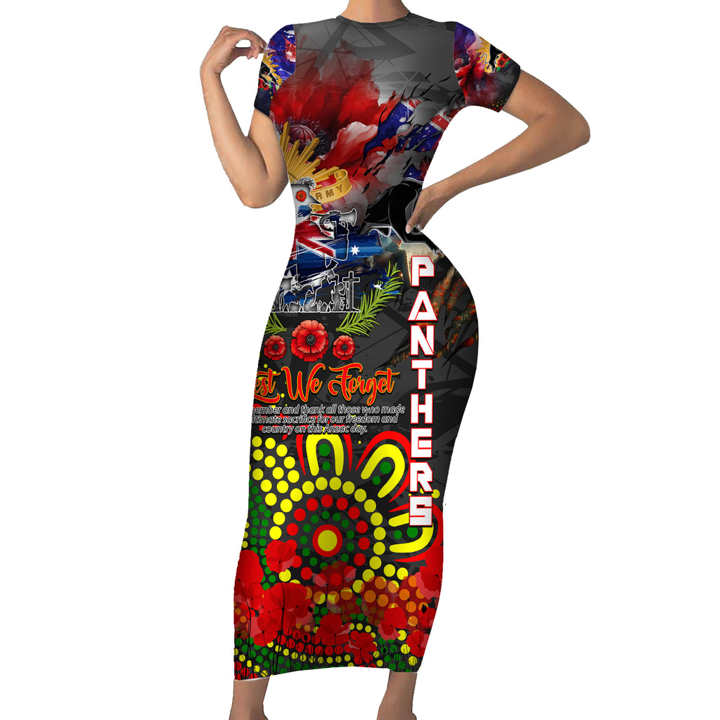 Personalised Australia Rugby Panthers ANZAC Short Sleeve Bodycon Dress Penrith Scratch Style