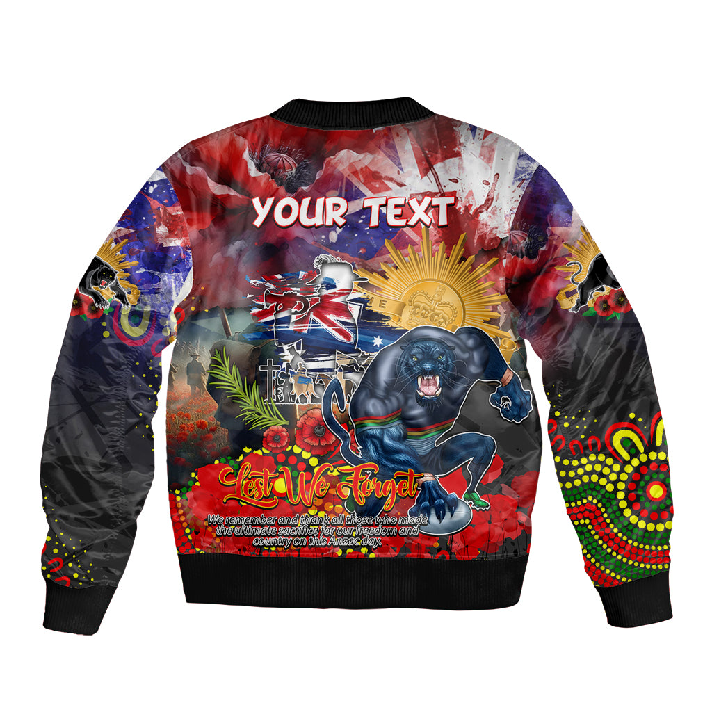 Personalised Australia Rugby Panthers ANZAC Sleeve Zip Bomber Jacket Penrith Scratch Style