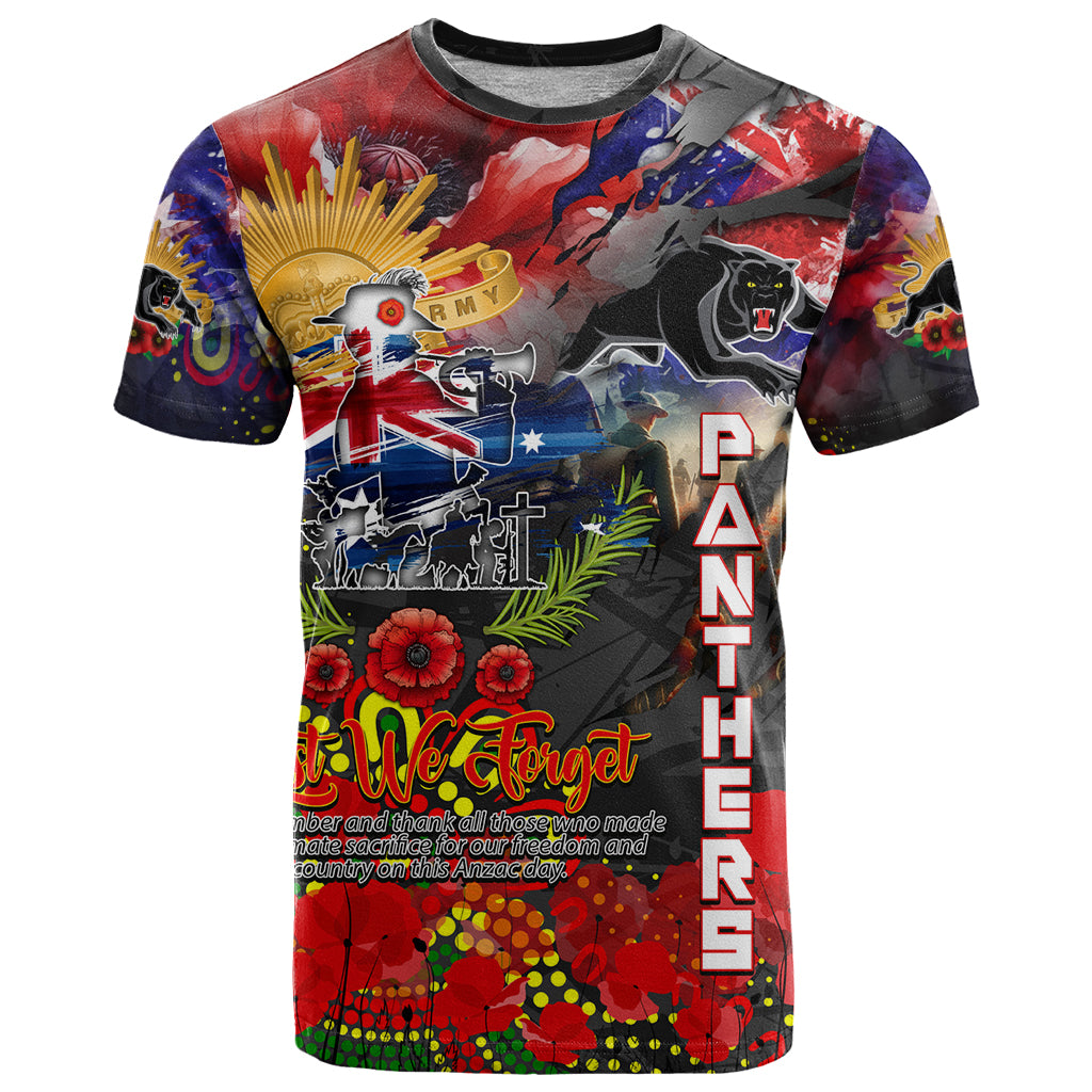Personalised Australia Rugby Panthers ANZAC T Shirt Penrith Scratch Style