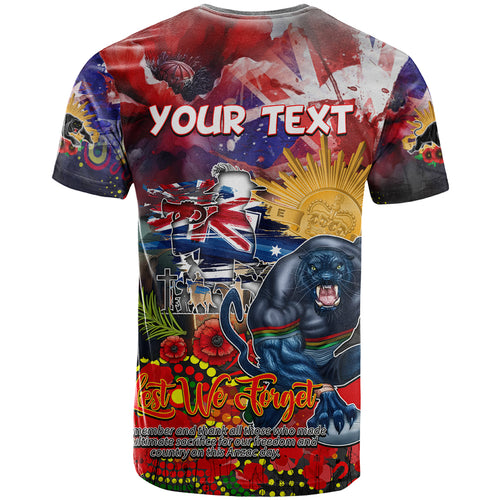 Personalised Australia Rugby Panthers ANZAC T Shirt Penrith Scratch Style