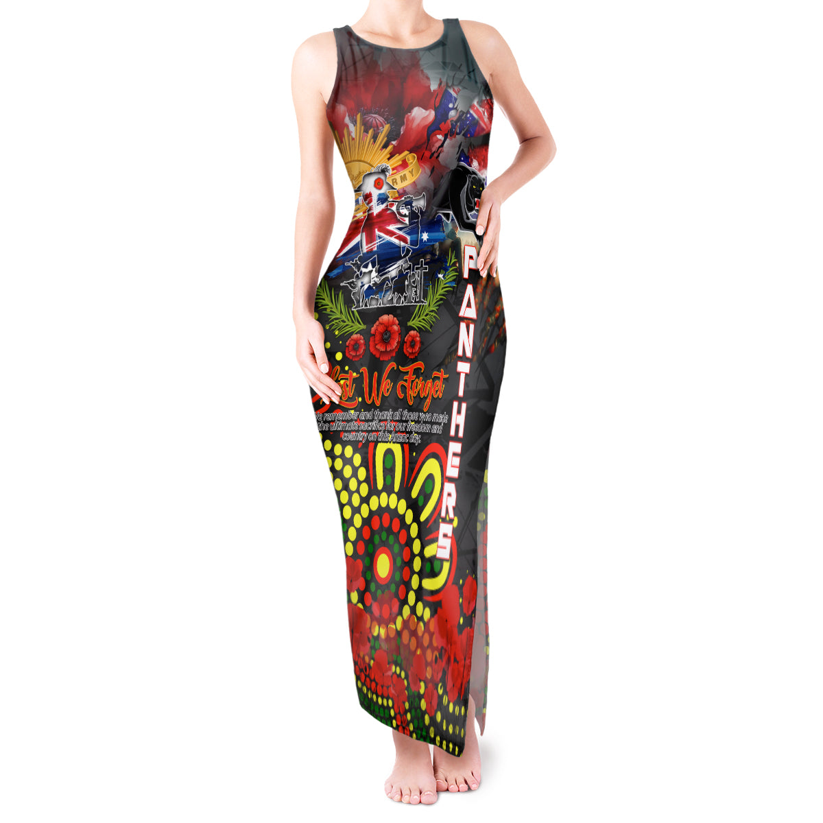 Personalised Australia Rugby Panthers ANZAC Tank Maxi Dress Penrith Scratch Style