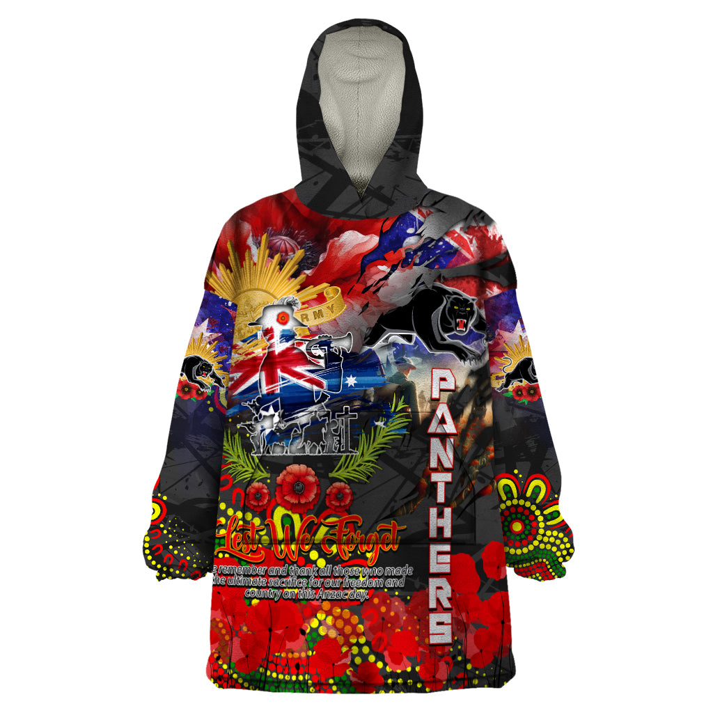 Personalised Australia Rugby Panthers ANZAC Wearable Blanket Hoodie Penrith Scratch Style