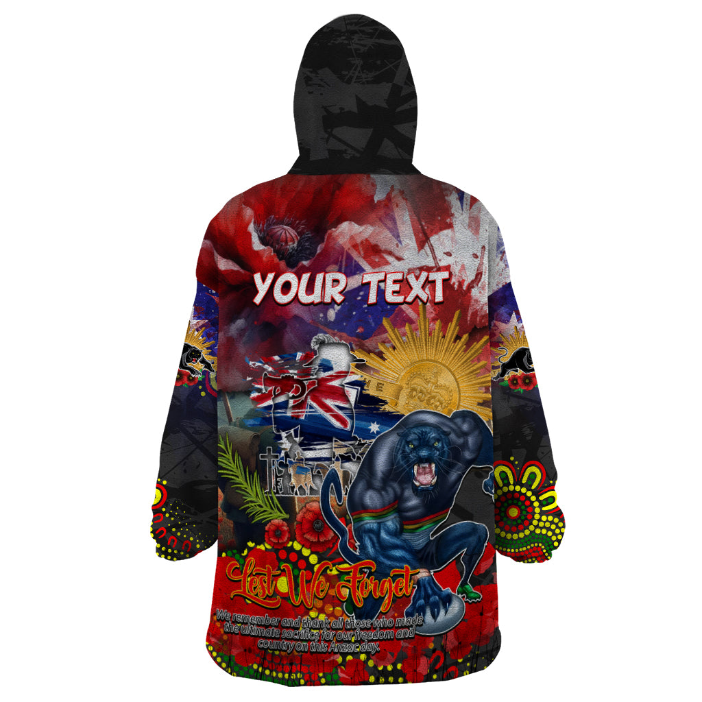 Personalised Australia Rugby Panthers ANZAC Wearable Blanket Hoodie Penrith Scratch Style
